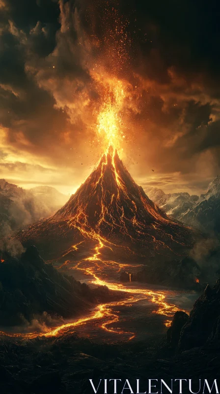 AI ART Molten Lava Spewing from an Enraged Volcano