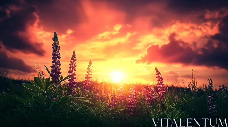 AI ART Wildflowers in Evening Light