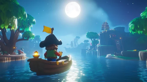 Moonlit Pirate Voyage Illustration