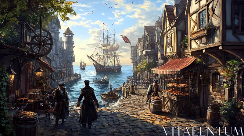Historical Harbor Town Scene