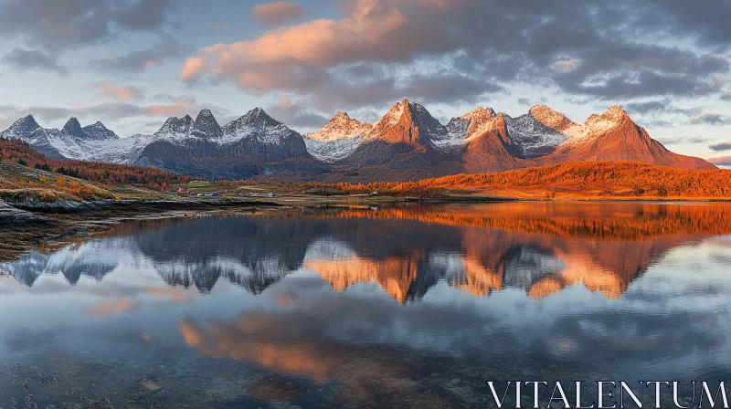 AI ART Majestic Snow-Capped Mountains and Autumn Reflections