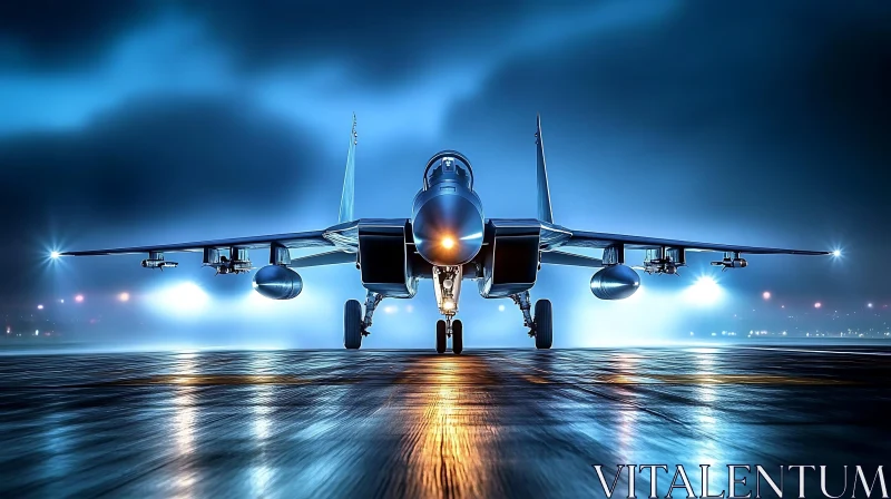 AI ART Sleek Military Jet at Night