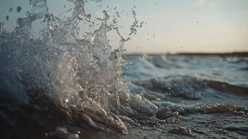 Ocean Waves Splashing at the Shoreline