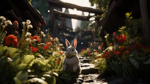 Enchanting Bunny Illustration in Unreal Engine 5 Style
