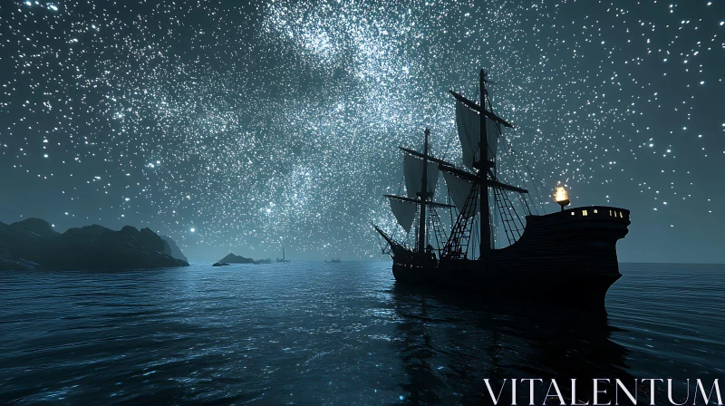 Starry Night Ocean Voyage AI Image