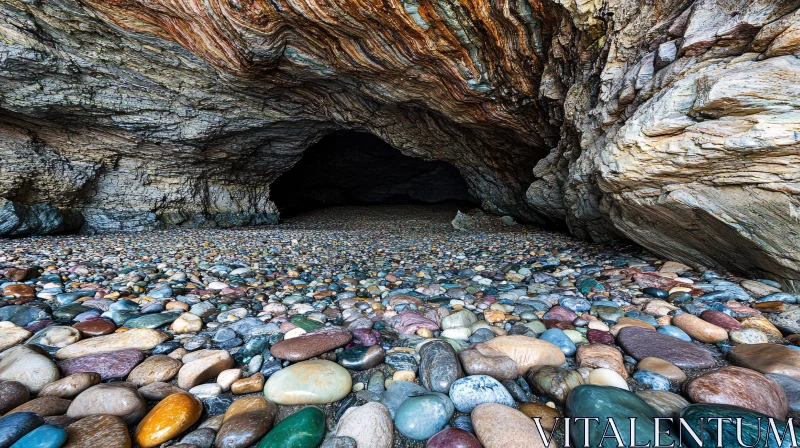 Colorful Pebble Cave Entrance AI Image