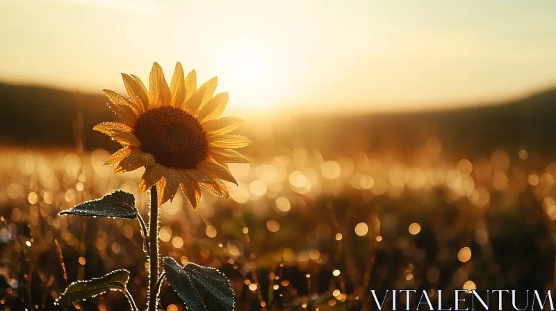 Sunflower in Golden Morning Light AI Image