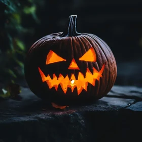 Glowing Jack-o'-lantern on a Dark Night