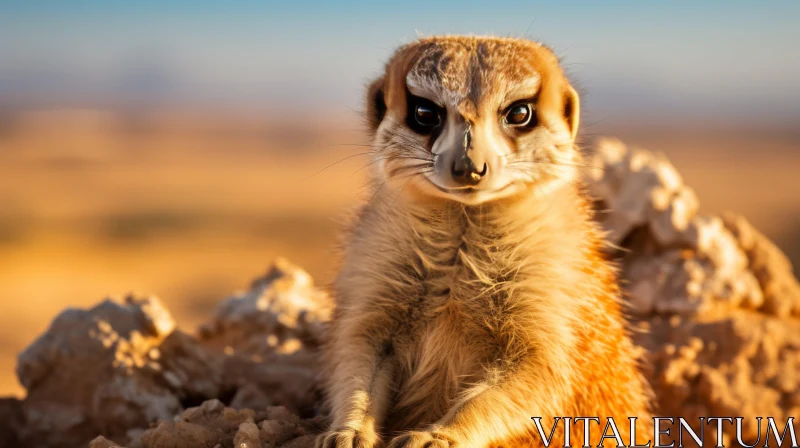Expressive Meerkat on Sandy Hill: An Ultraviolet Capture AI Image
