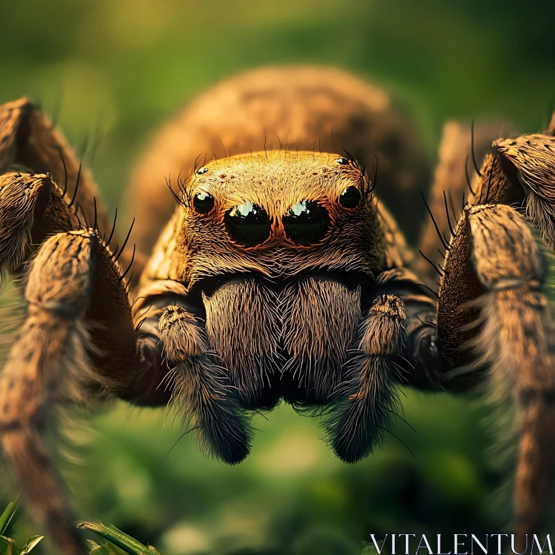 Macro View of a Spider’s Eyes and Hair AI Image