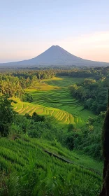 Terraced Rice Fields and Mountain Landscape