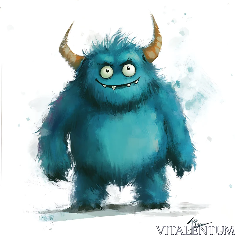 AI ART Friendly Horned Cartoon Monster