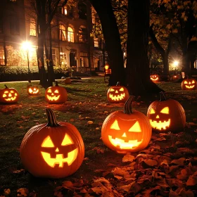 Glowing Pumpkins on a Spooky Halloween Night