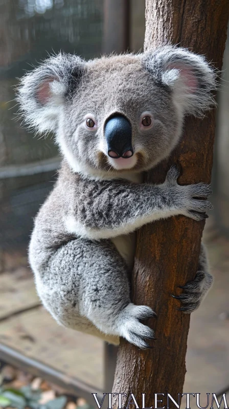 Adorable Koala Hugging Tree AI Image