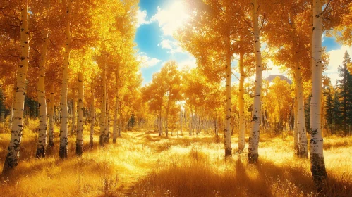 Sunlit Autumnal Forest Scene