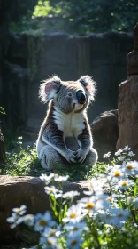 Koala Resting in a Sunlit Meadow