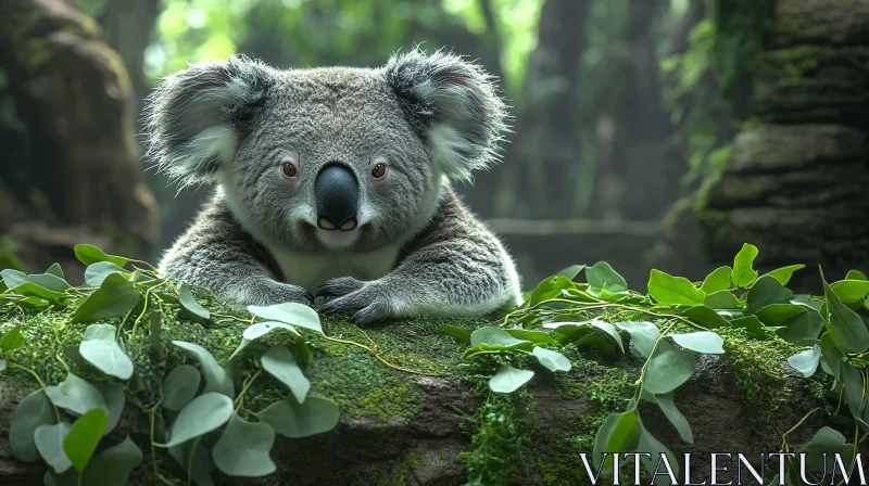 Peaceful Koala in Nature AI Image