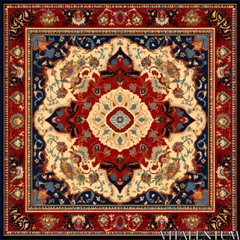 Oriental Tufted Rug Illustration - Persian Art Influence AI Image