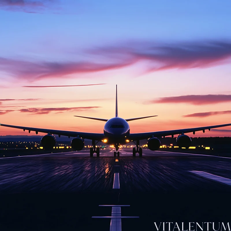 Aircraft Ready for Takeoff at Twilight AI Image