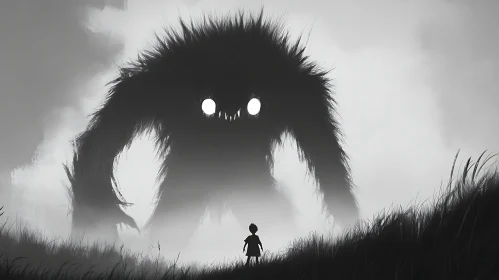 Child Faces Giant Shadowy Creature in the Fog