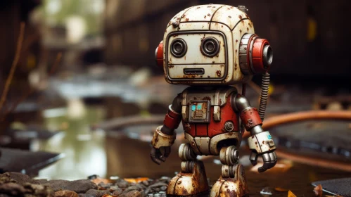 Petite Robot in Puddle: An Intersection of Street Art, Dieselpunk, and Comiccore