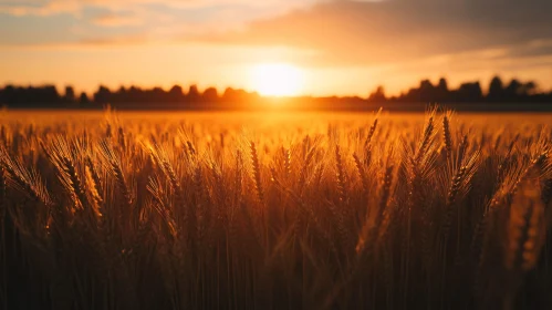 Sunset Over Wheat Field