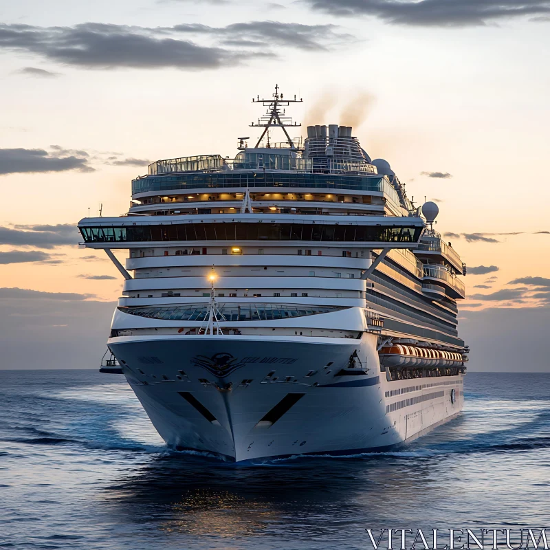 Cruise Ship Sailing at Twilight AI Image