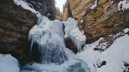 Frozen Waterfall in a Winter Wonderland