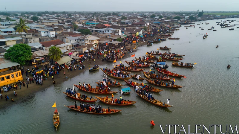 Community Celebration by the River AI Image