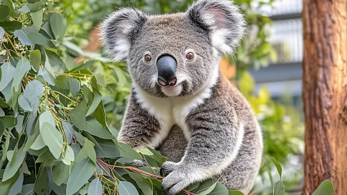 Koala Among Eucalyptus Leaves