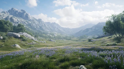 Tranquil Meadow in Mountainous Terrain