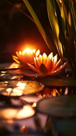 Sunlight Reflections on Lotus Flowers