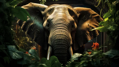 Majestic Elephant in a Lush Forest - JunglePunk Art