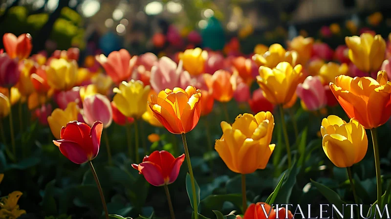 AI ART Colorful Spring Tulip Garden in Full Bloom