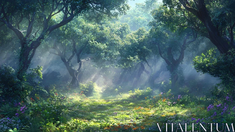 AI ART Enchanting Forest with Sunlit Pathway