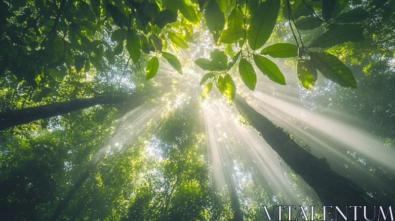 AI ART Light Rays in Lush Forest