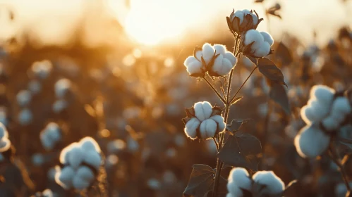 Golden Sunset Over Cotton Field