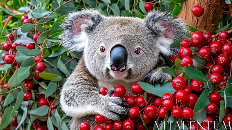 Koala in a Berry Paradise AI Image