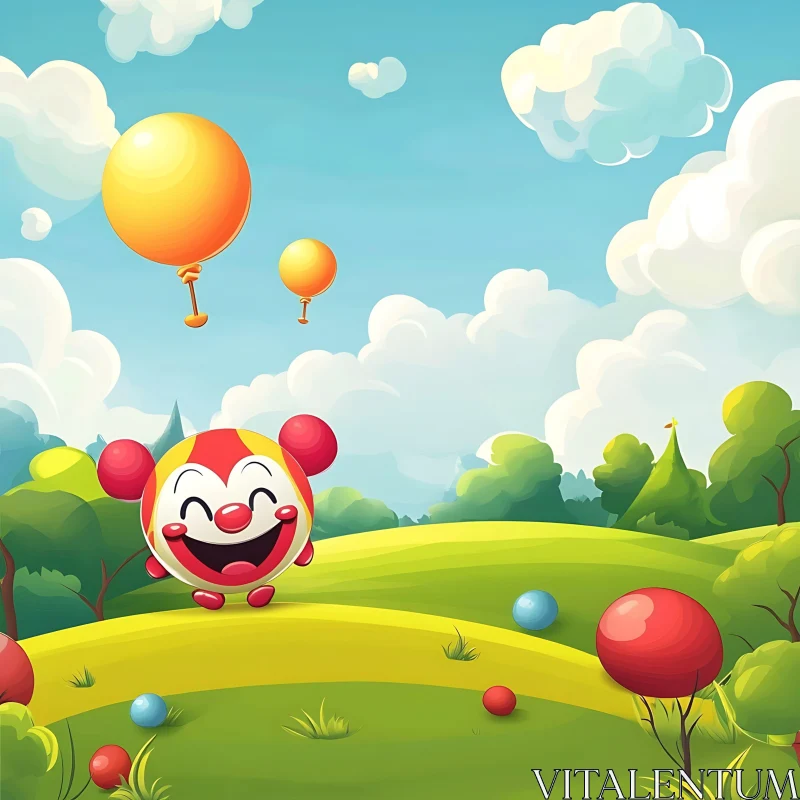 Happy Cartoon Clown Scene AI Image