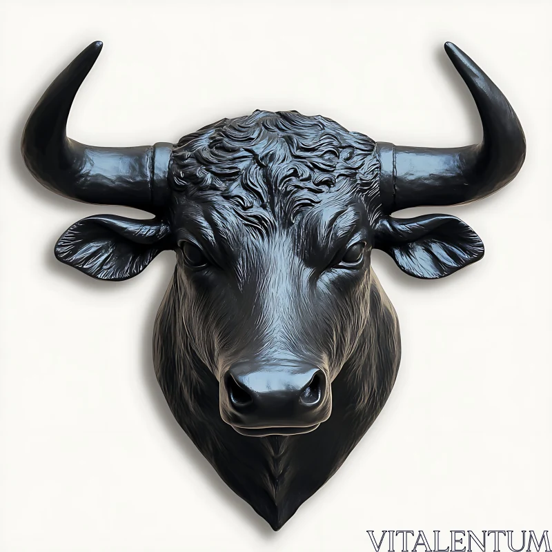 Intricate Bull Head Sculpture AI Image