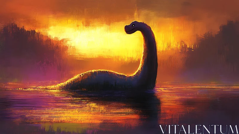 AI ART Silhouette of a Sea Monster in Sunset Glow