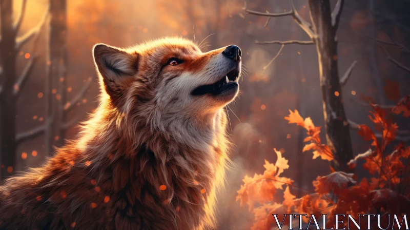Red Fox in Autumn Forest: A Photorealistic Fantasy Portrayal AI Image