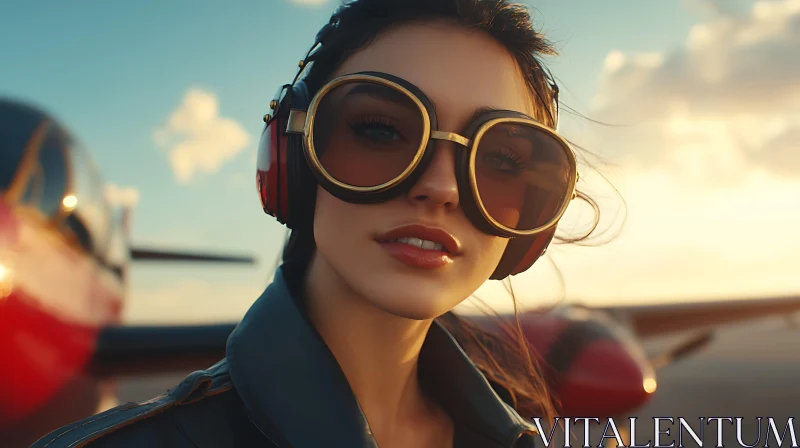 Retro Fashion with Aviator Sunglasses AI Image