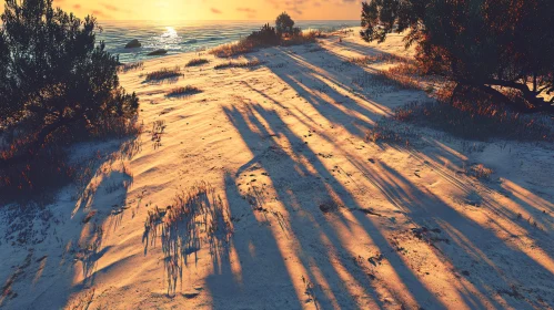 Golden Hour Beach Scene