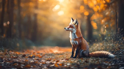 Serene Forest Path Highlighting a Graceful Fox