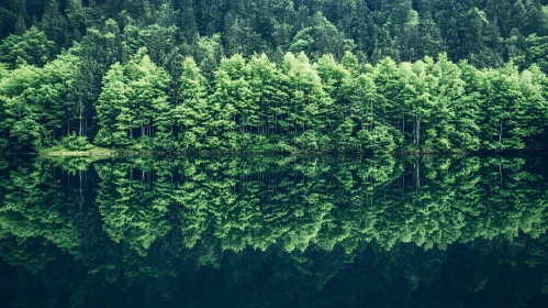 Calm Waters Reflecting Lush Green Forest