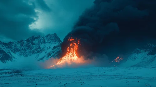 Volcanic Fire and Ice Scene