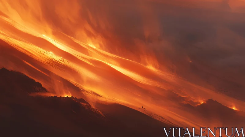 AI ART Fiery Terrain with Sweeping Flames