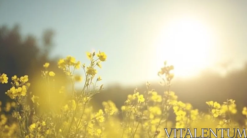 AI ART Serene Sunlit Yellow Flower Meadow