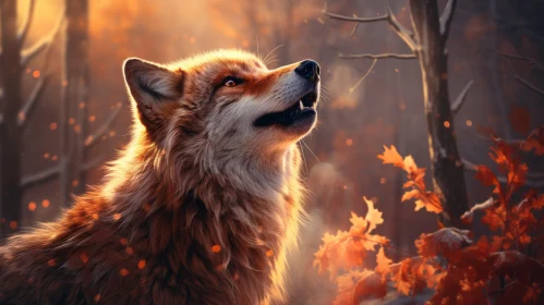 Red Fox in Autumn Forest: A Photorealistic Fantasy Portrayal
